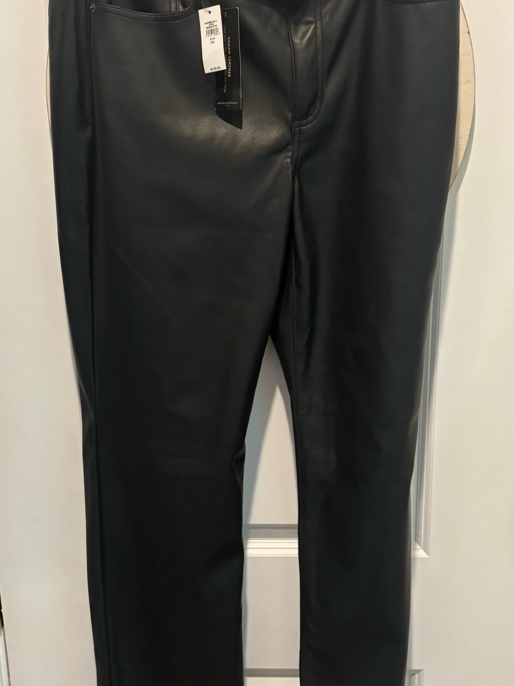 Banana Republic New Black Faux Leather Boot-Cut Mid-rise Pants size 12